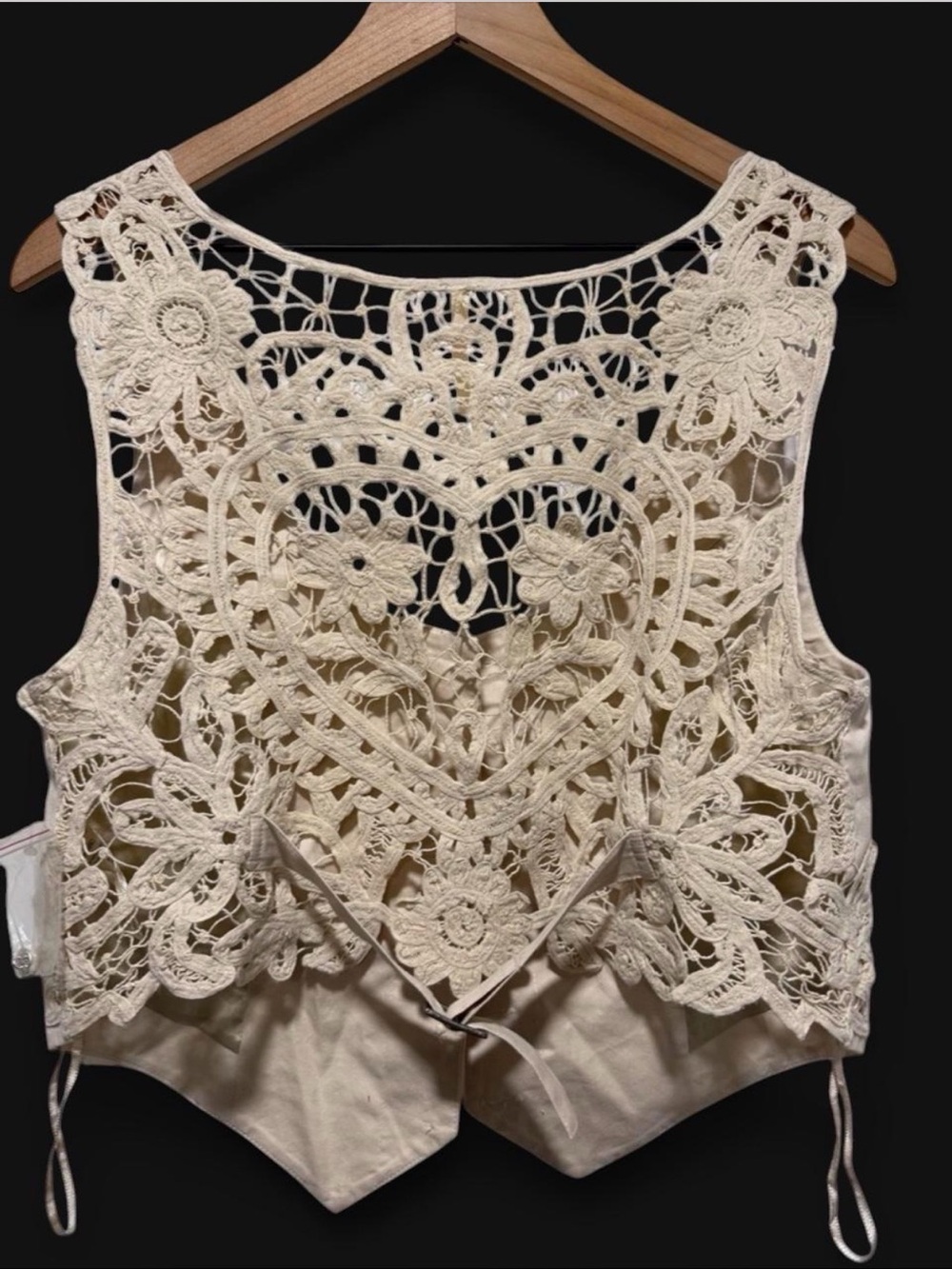 NWT Free People Cream Crochet-Back Crop Vest